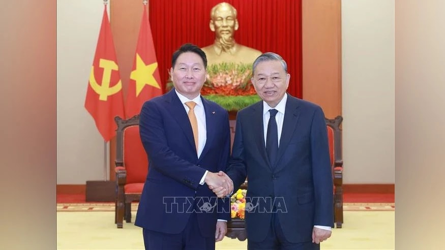 Tổng Bí thư Tô Lâm tiếp Chủ tịch Tập đoàn SK, Hàn Quốc