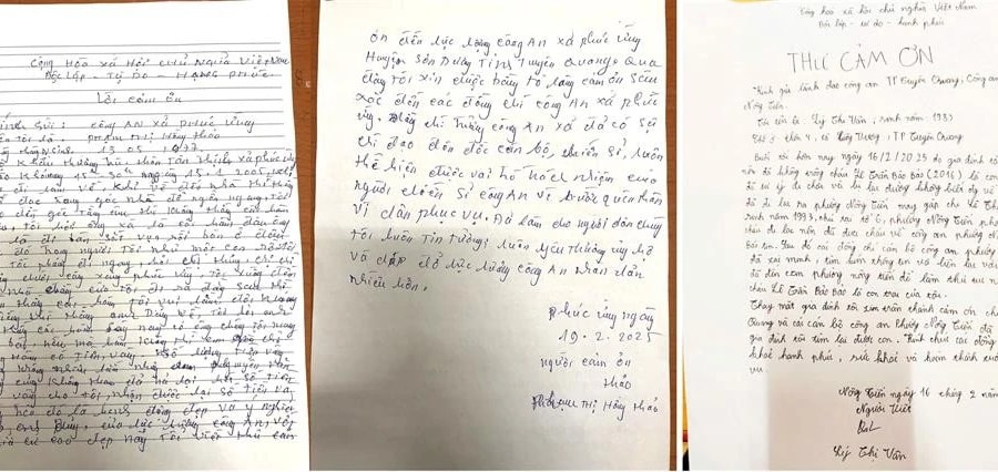 Những lá thư cảm ơn của người dân gửi đến lực lượng Công an luôn là nguồn động viên, khích lệ