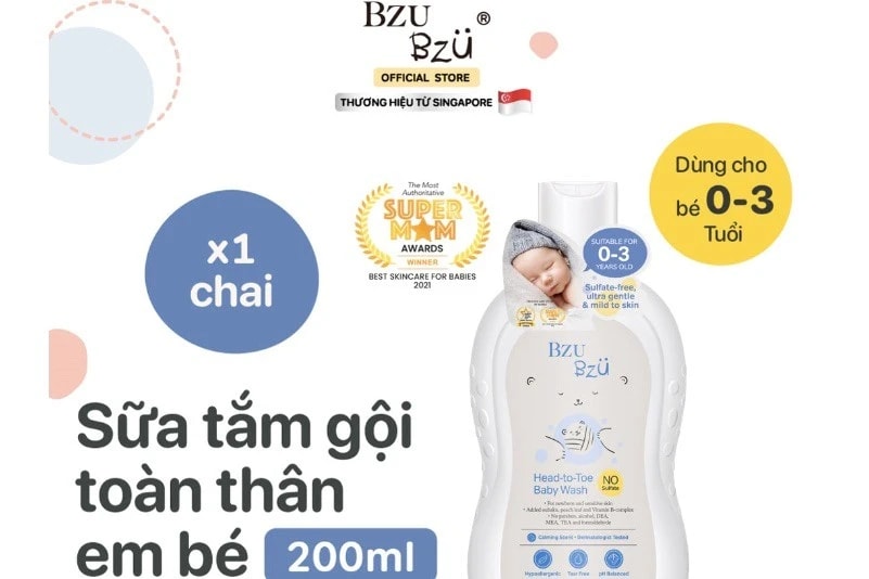 Sản phẩm sữa tắm gội Bzu Bzu có chứa chất gây hại cho trẻ em