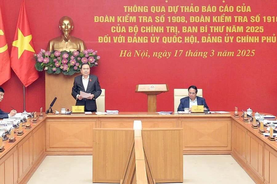 Chủ tịch Quốc hội Trần Thanh Mẫn chủ trì Hội nghị thông qua dự thảo Báo cáo của Đoàn kiểm tra 1910 với Đảng ủy Chính phủ