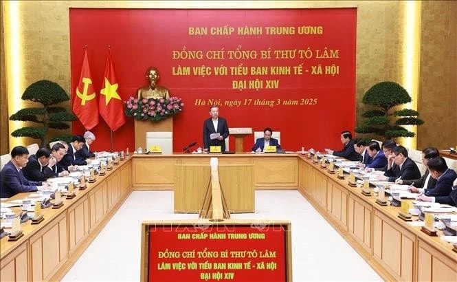 Tổng Bí thư Tô Lâm làm việc với Tiểu ban Kinh tế - Xã hội Đại hội XIV của Đảng