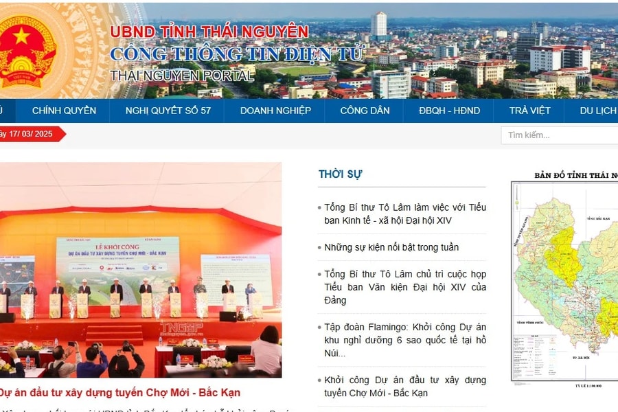Cổng Thông tin điện tử tỉnh Thái Nguyên đứng đầu toàn quốc về số lượt truy cập 