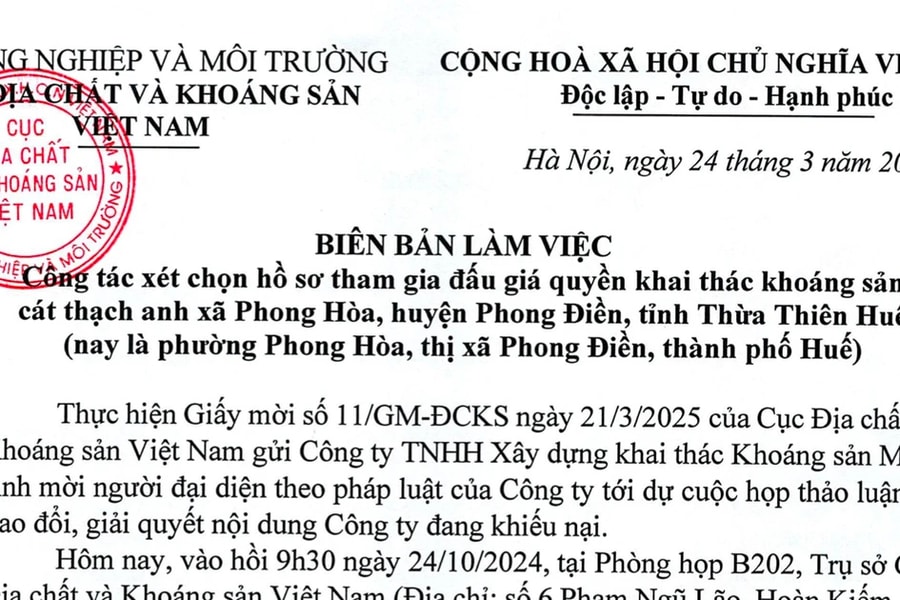 Bị loại hồ sơ tham gia đấu giá, doanh nghiệp bức xúc đề nghị Cục Địa chất và Khoáng sản Việt Nam làm rõ