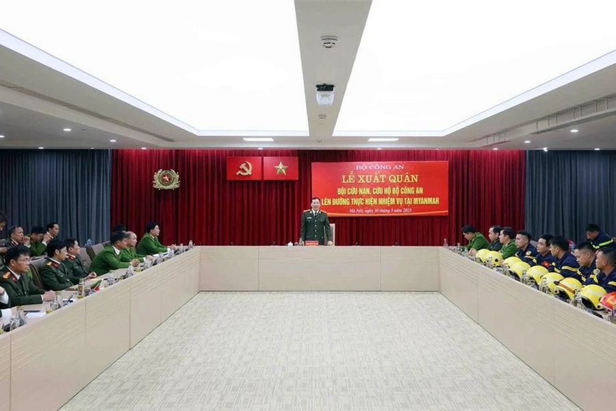 Bộ Công an tổ chức Lễ xuất quân tham gia hỗ trợ cứu nạn, cứu hộ thảm họa động đất tại Myanmar