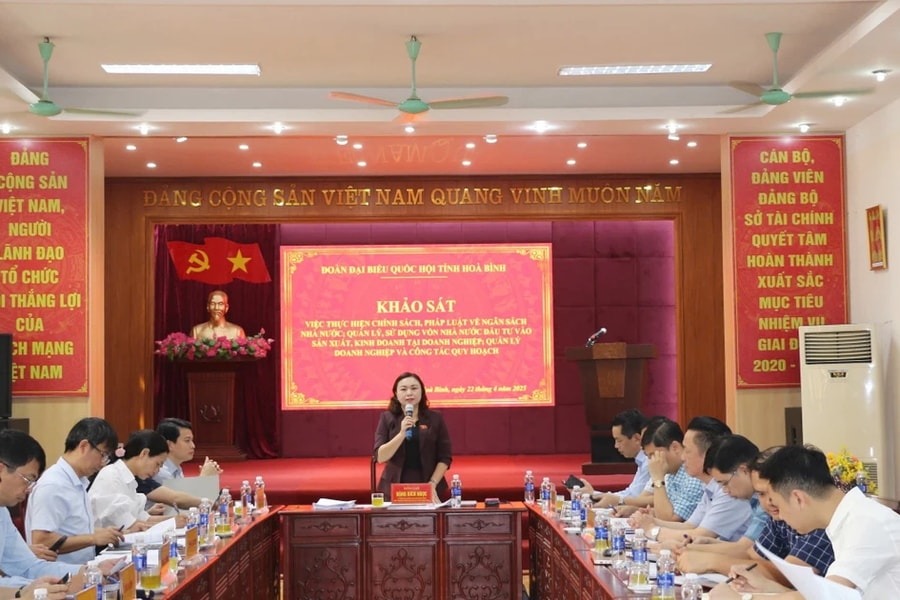 Đoàn ĐBQH tỉnh Hòa Bình khảo sát về ngân sách nhà nước, quản lý doanh nghiệp và công tác quy hoạch