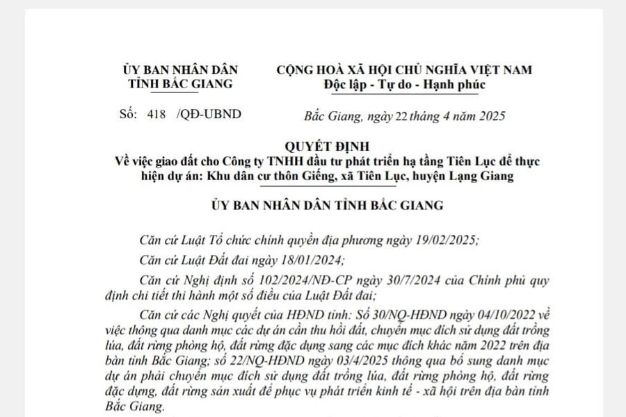 Bắc Giang: Thường xuyên kiểm tra, đôn đốc việc sử dụng đất của chủ dự án Khu dân cư thôn Giếng