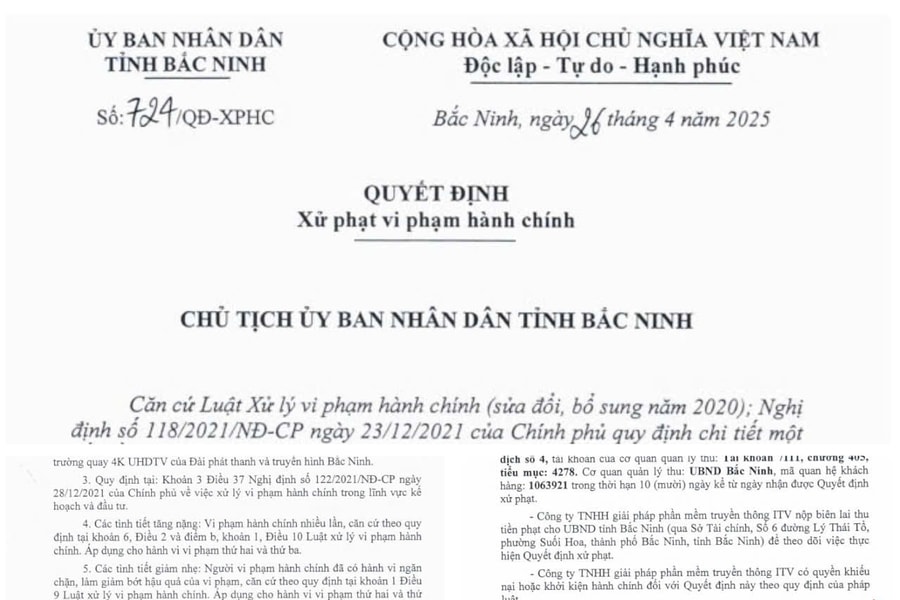 Bắc Ninh: Công ty TNHH giải pháp phần mềm truyền thông ITV bị xử phạt 750 triệu đồng