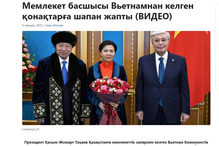 Kazakhstan tặng áo choàng chapan cho Tổng Bí thư Tô Lâm thể hiện tình hữu nghị và sự trân quý