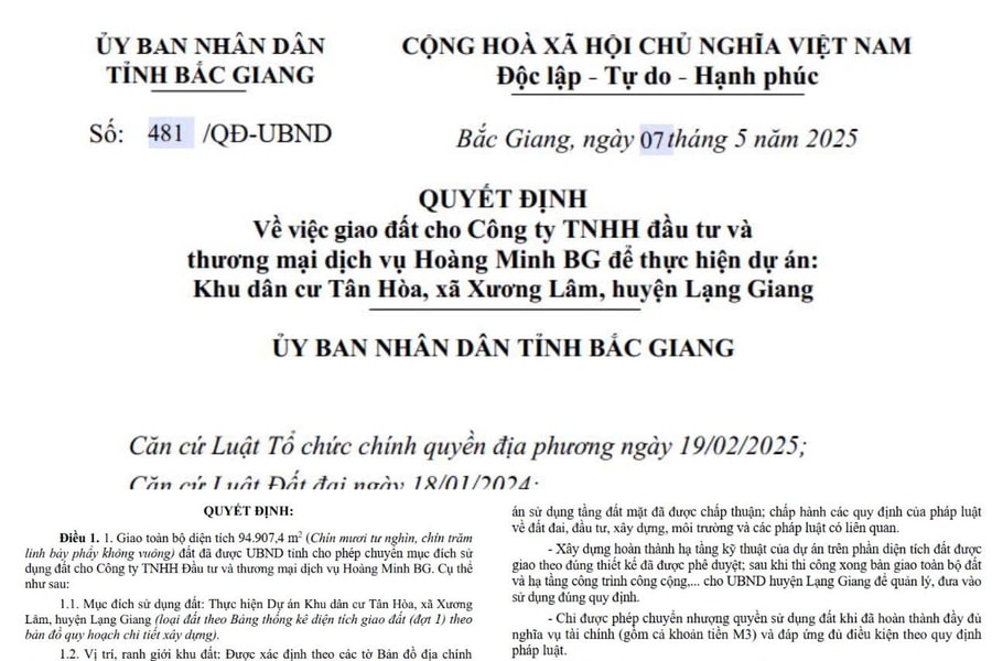 Bắc Giang: Giám sát chặt chẽ việc thực hiện dự án Khu dân cư Tân Hòa