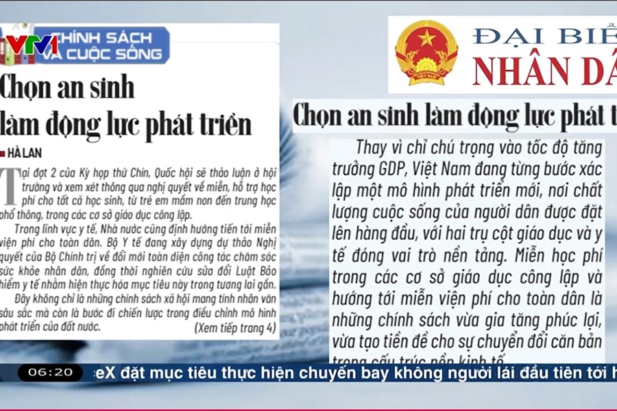 Điểm báo VTV1: Chọn an sinh làm động lực phát triển