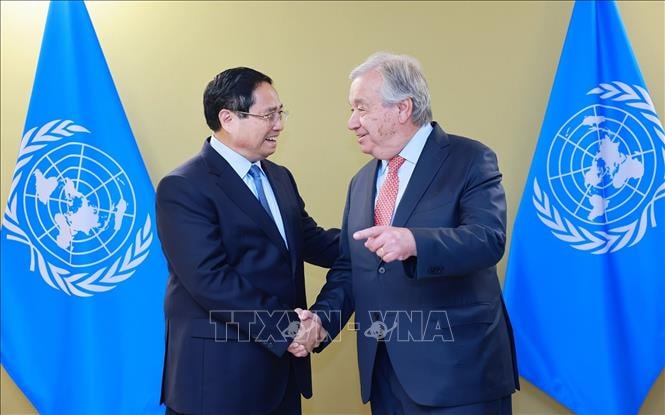 Thủ tướng Phạm Minh Chính gặp Tổng Thư ký Liên Hợp Quốc