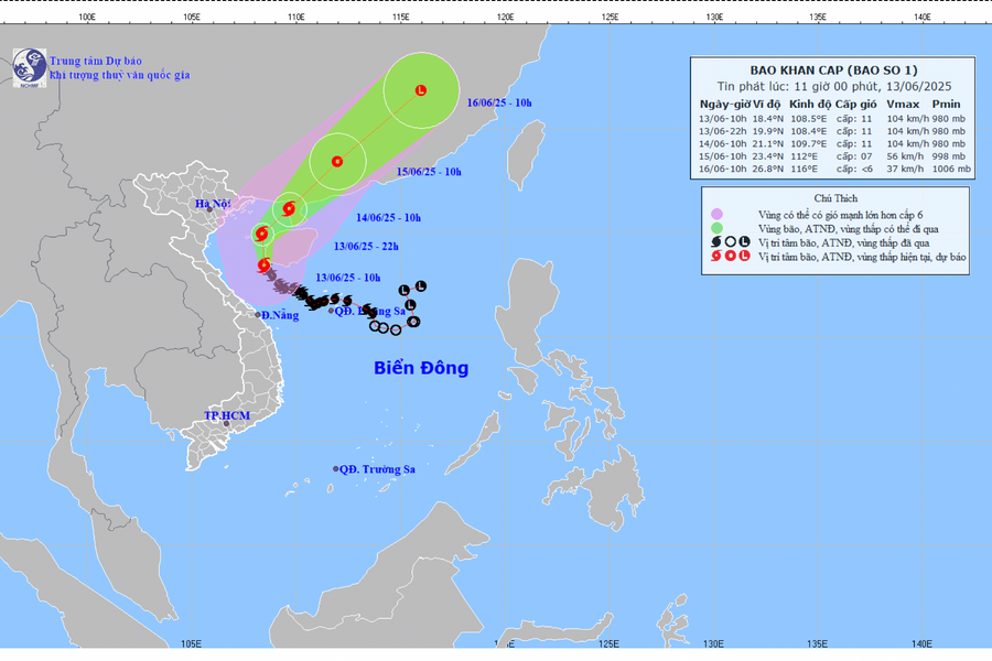 Tin bão mới nhất: Bão số 1 (Wutip) giật cấp 14, sát vịnh Bắc Bộ