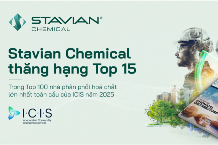 Stavian Hóa chất đứng thứ 15 trong 100 nhà phân phối hóa chất lớn nhất toàn cầu theo ICIS 2025