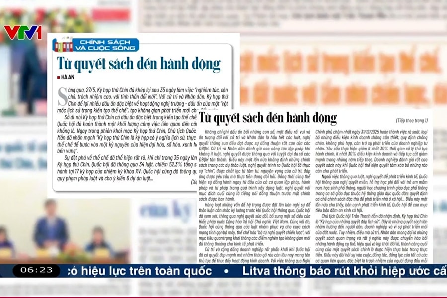 Điểm báo VTV1: Từ quyết sách đến hành động