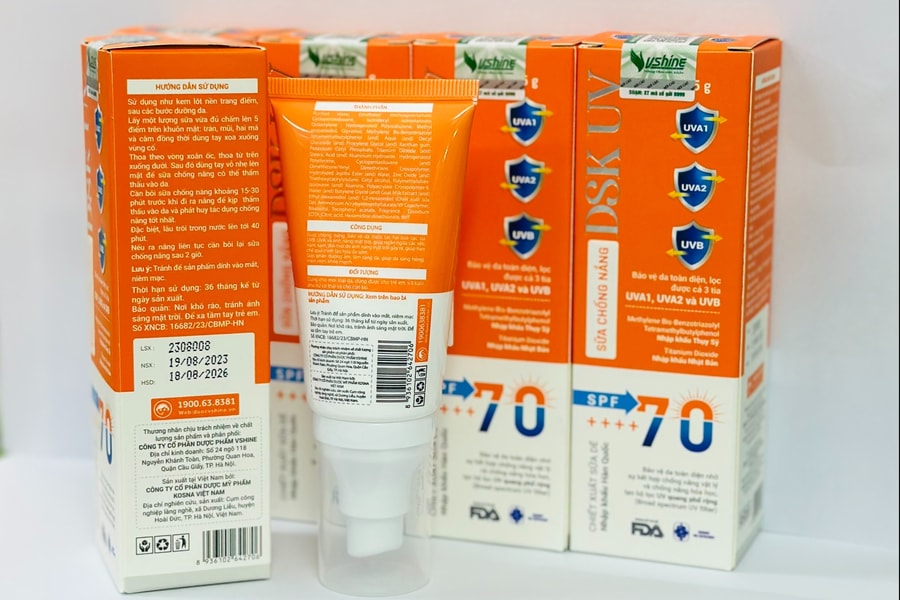 Thu hồi toàn quốc sữa chống nắng DSK UV do không đạt tiêu chuẩn