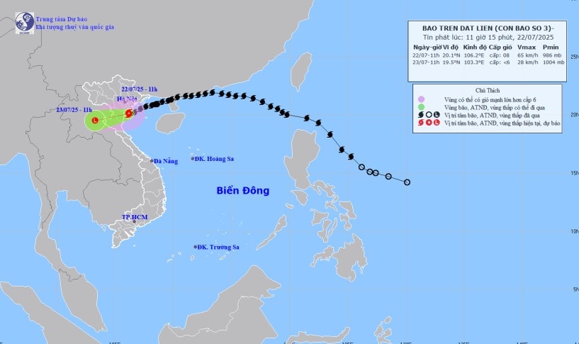 Bão số 3 Wipha: Suy yếu thành áp thấp nhiệt đới trong 24 giờ