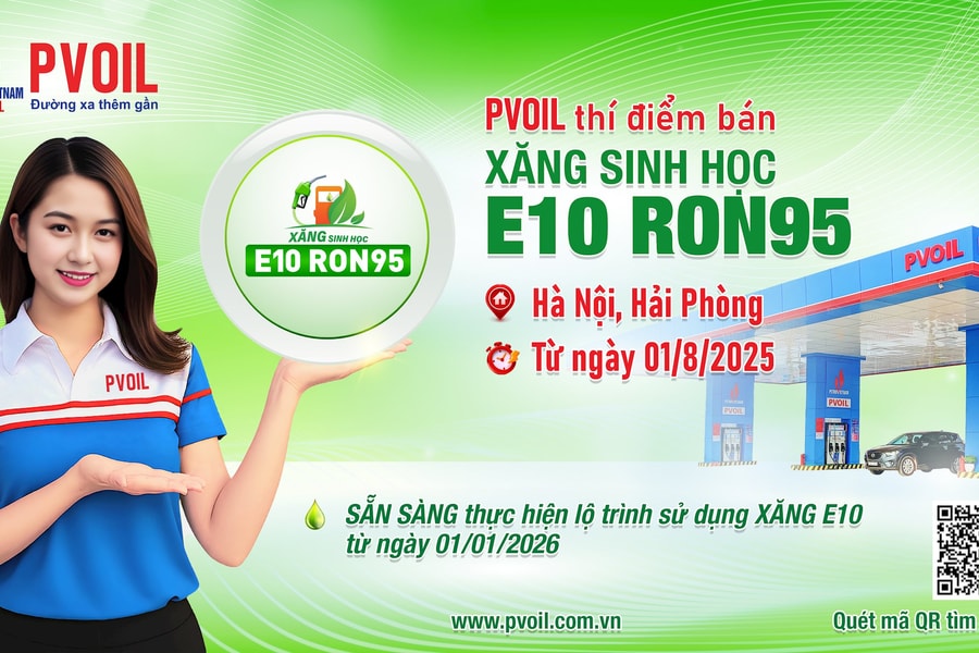 PVOIL thí điểm bán xăng sinh học E10 RON95