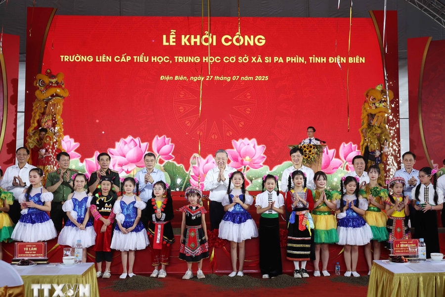 Tổng Bí Thư Tô Lâm dự Lễ khởi công Trường liên cấp Tiểu học, THCS xã Si Pa Phìn, tỉnh Điện Biên