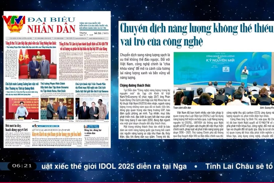 Điểm báo VTV1: Chuyển dịch năng lượng không thể thiếu vai trò của công nghệ