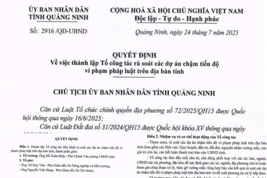 Quảng Ninh: Thành lập tổ công tác kiểm tra, xử lý các dự án chậm tiến độ vi phạm pháp luật