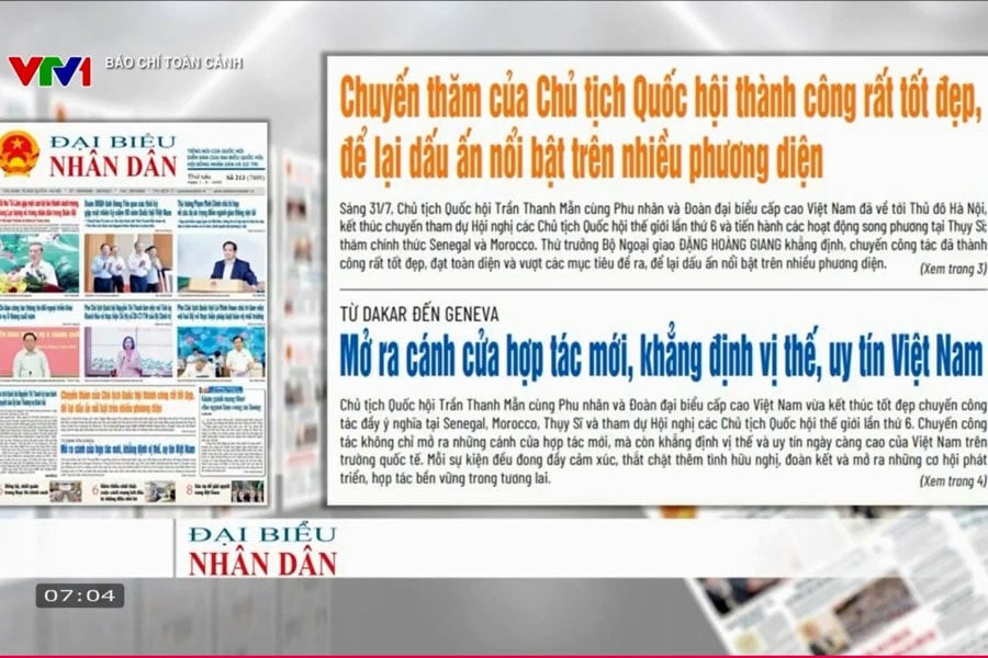 Báo chí toàn cảnh VTV1: Chuyến thăm của Chủ tịch Quốc hội thành công rất tốt đẹp, để lại dấu ấn nổi bật trên nhiều phương diện