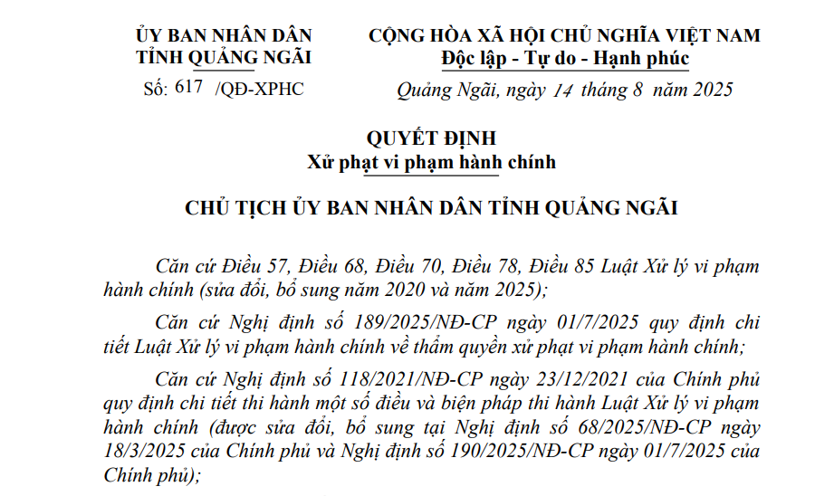 Quảng Ngãi: Kinh doanh dầu ăn đã qua sử dụng, không rõ nguồn gốc, một chủ hộ kinh doanh bị xử phạt