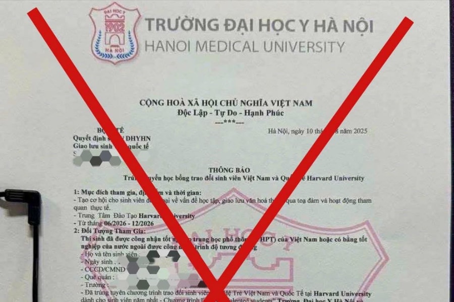 Trường ĐH Y Hà Nội cảnh báo văn bản giả mạo, bịa đặt về “Chương trình học bổng Harvard University” có gắn tên và logo nhà trường