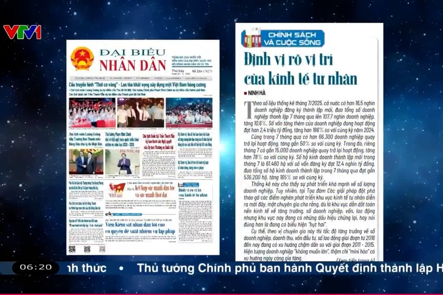 Điểm báo VTV1: Định vị rõ vị trí của kinh tế tư nhân