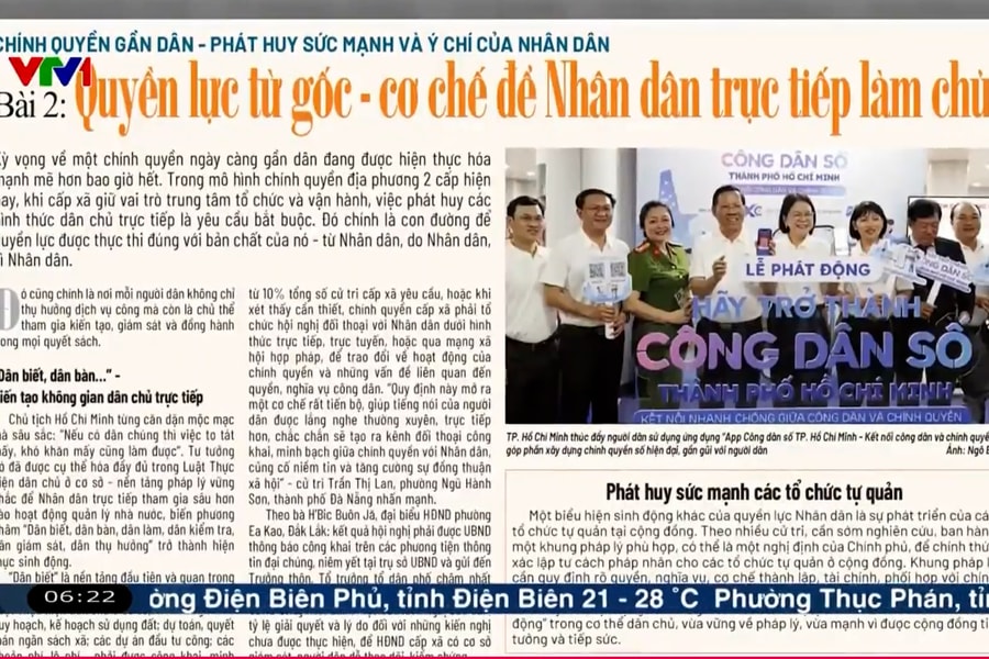 Điểm báo VTV1: Quyền lực từ gốc - cơ chế để Nhân dân trực tiếp làm chủ