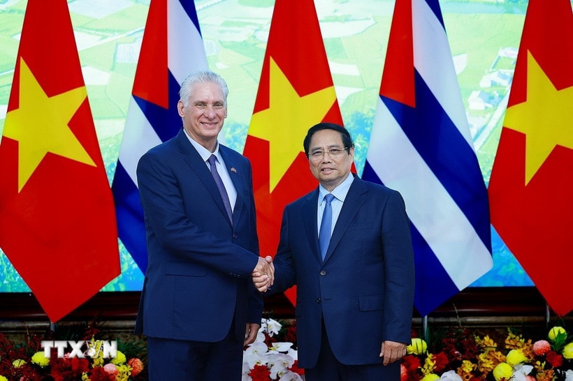Thủ tướng Phạm Minh Chính hội kiến Bí thư thứ Nhất, Chủ tịch Cuba Miguel Diaz Canel