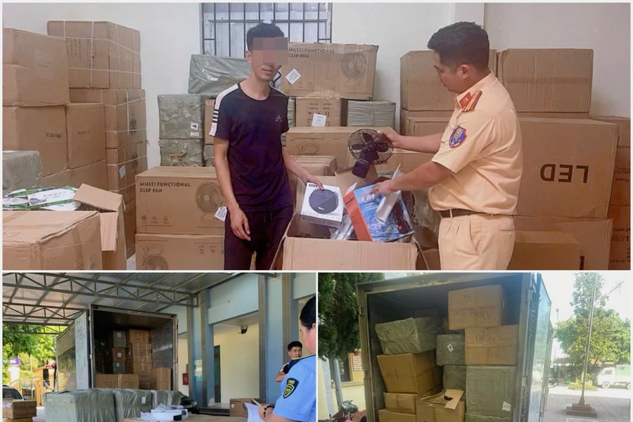 CSGT Hà Nội phát hiện xe tải chở gần 2.000 sản phẩm điện gia dụng không rõ nguồn gốc