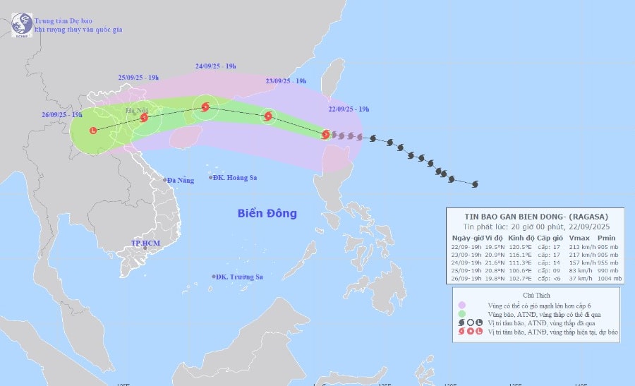 Siêu bão số 9 Ragasa sẽ vào biển Đông trong đêm nay, giật cấp 17