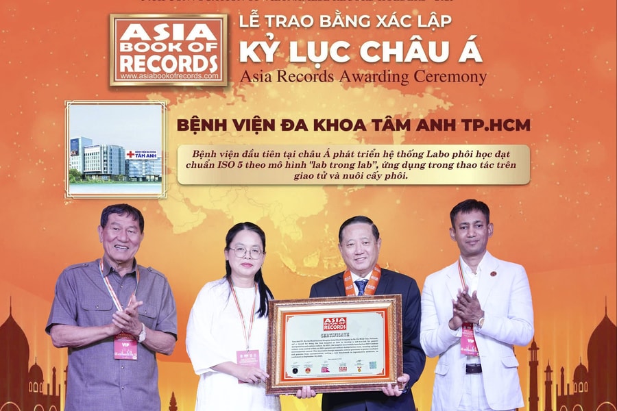 Labo phôi học thụ tinh ống nghiệm của Việt Nam được vinh danh Kỷ lục châu Á