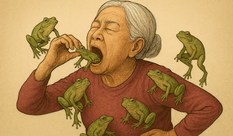 Nhập viện vì nuốt 8 con ếch sống để chữa đau lưng