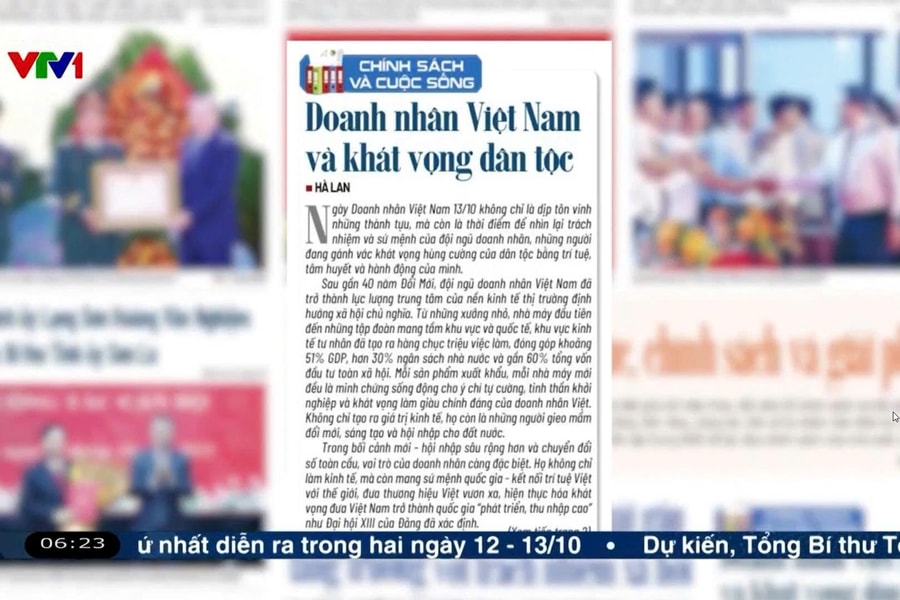 Điểm báo VTV1: Doanh nhân Việt Nam và khát vọng dân tộc