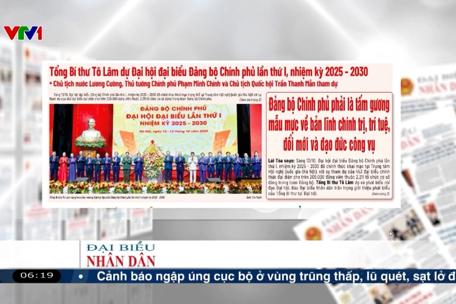 Điểm báo VTV1: Đảng bộ Chính phủ phải là tấm gương mẫu mực về bản lĩnh chính trị, trí tuệ, đổi mới, đạo đức công vụ