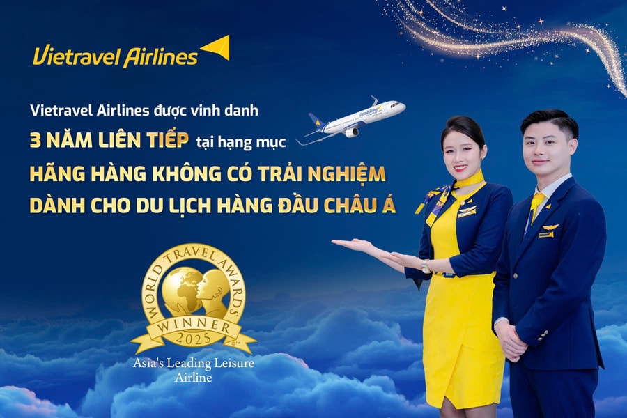 Vietravel Airlines được vinh danh là Hãng hàng không có trải nghiệm dành cho du lịch hàng đầu Châu Á