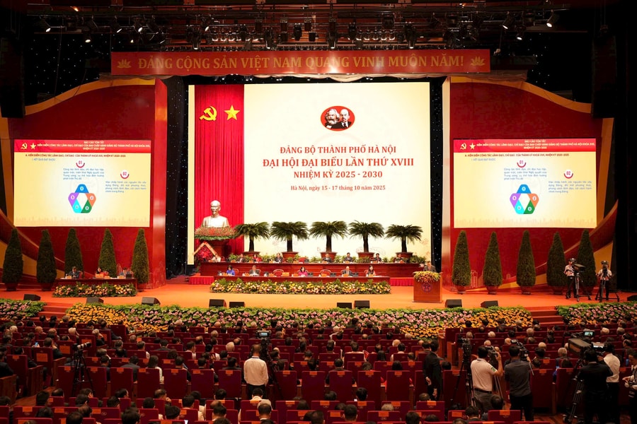 Đại hội đại biểu Đảng bộ thành phố Hà Nội lần thứ XVIII, nhiệm kỳ 2025-2030 Khẳng định vai trò tiên phong, gương mẫu của Đảng bộ Thủ đô