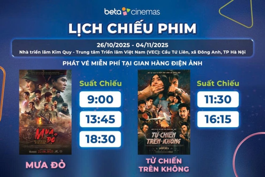 Chiếu miễn phí phim “Mưa đỏ” và “Tử chiến trên không” tại Hội chợ Mùa thu