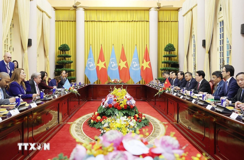 Chủ tịch nước Lương Cường hội đàm Tổng Thư ký Liên Hợp Quốc