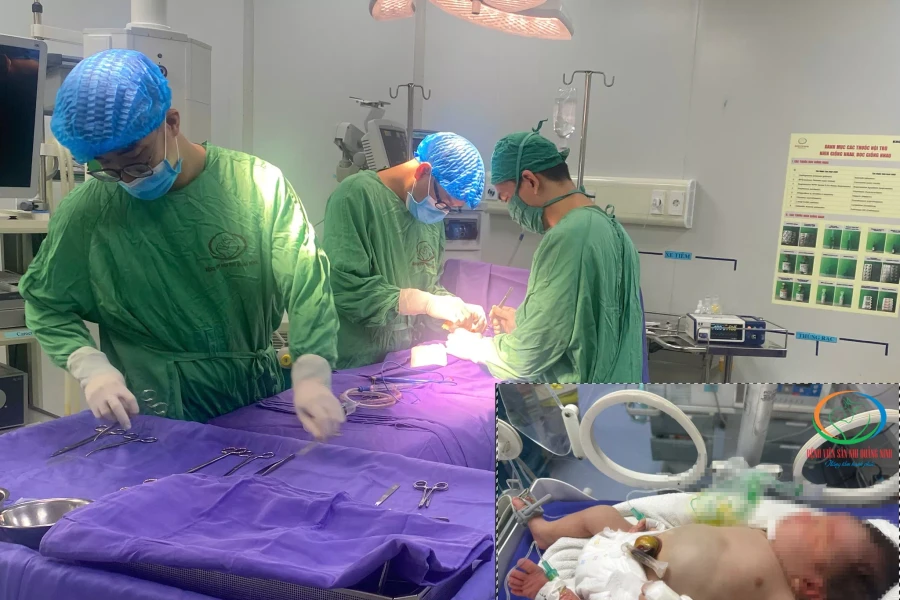 Trẻ sơ sinh 2 ngày tuổi phải mổ cấp cứu vì dị tật ống rốn tràng hiếm gặp