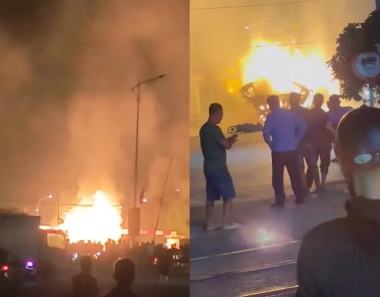 Xe bồn chở khí hóa lỏng phát nổ sau va chạm với barie giới hạn chiều cao