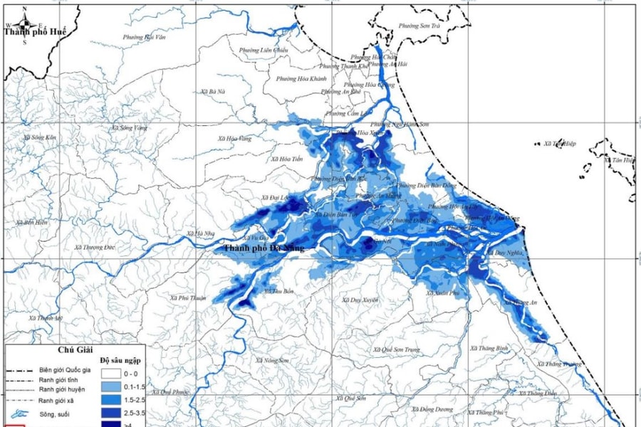 Lũ trên sông Vu Gia - Thu Bồn ở TP. Đà Nẵng vượt mức lịch sử năm 1964