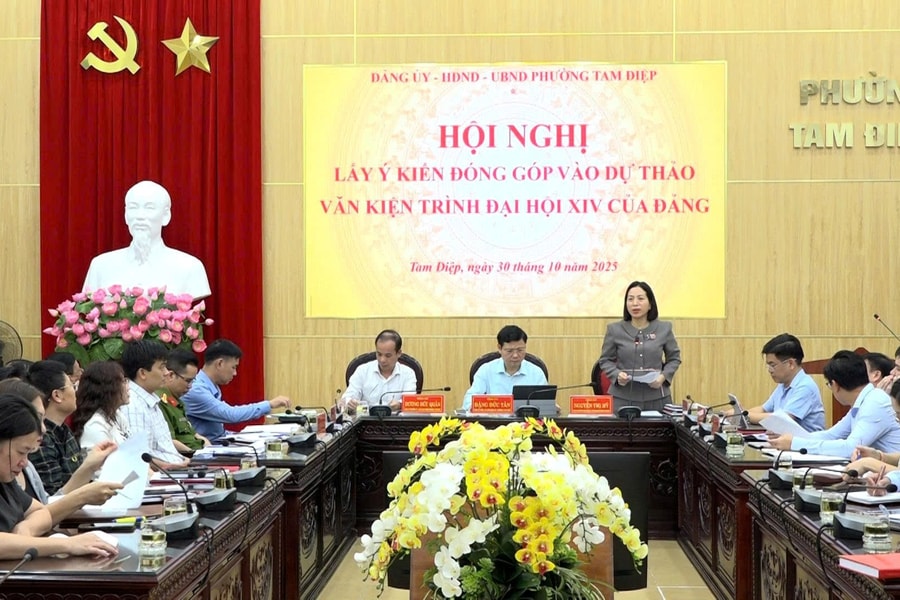 Ninh Bình: Phường Tam Điệp tổ chức hội nghị lấy ý kiến đóng góp vào dự thảo các văn kiện trình Đại hội XIV của Đảng