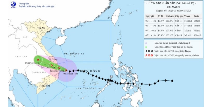 Cập nhật: Bão số 13 KALMAEGI cách Quy Nhơn 150km, tối nay đổ bộ vào đất liền
