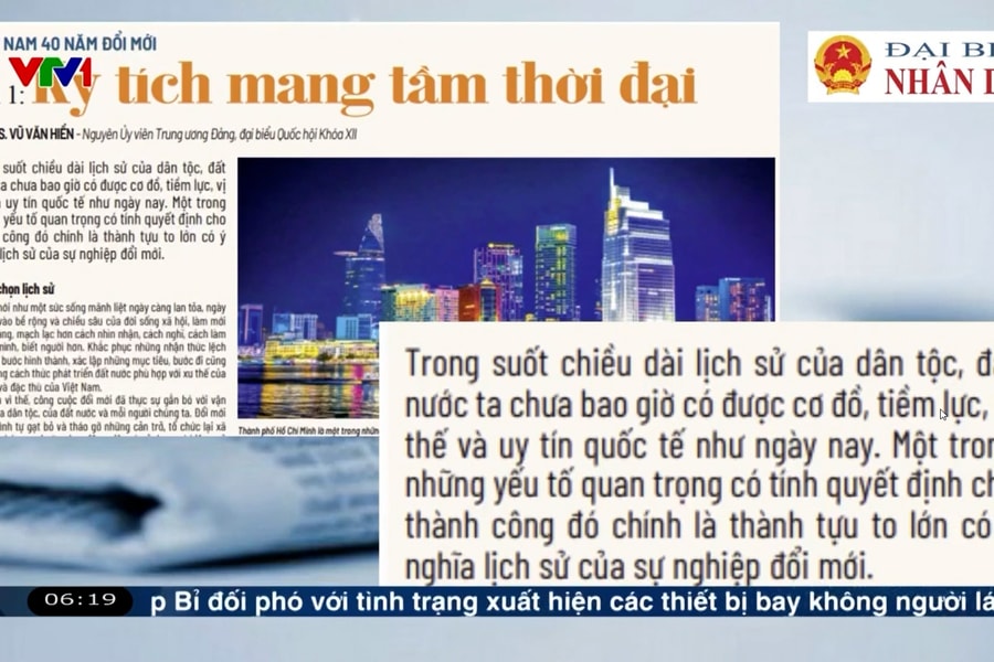 Điểm báo VTV1: Việt Nam 40 năm Đổi mới: Kỳ tích mang tầm thời đại