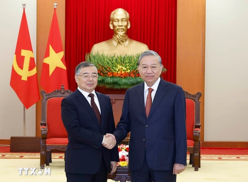 Tổng Bí thư Tô Lâm tiếp Trưởng Ban Tuyên truyền Trung ương Đảng Cộng sản Trung Quốc