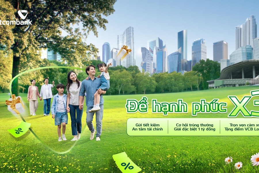 Vietcombank: Gửi tiết kiệm, nhân ba niềm vui
