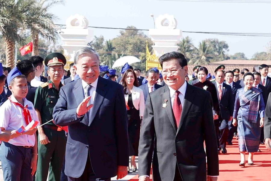 Tổng Bí thư Tô Lâm dự Lễ khánh thành Công viên Hữu nghị Lào - Việt Nam ở Vientiane