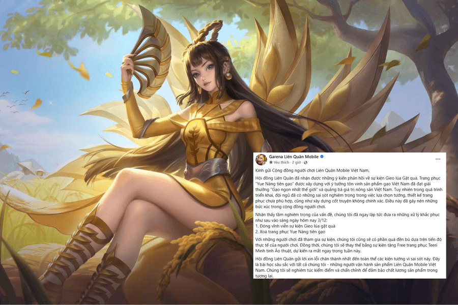 Trang phục nhân vật trong game Liên Quân Mobile bị phản ứng dữ dội, Garena nhận lỗi để khắc phục